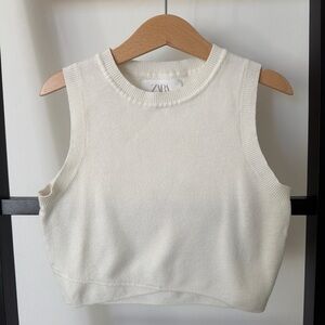 Zara White Knit Top